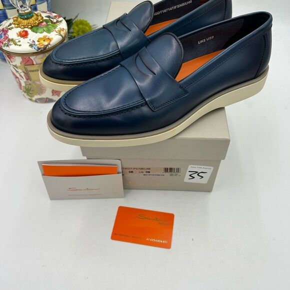 Men's Santoni Detroit, leather loafers size 9 US made in Italy - Picture 4 of 10